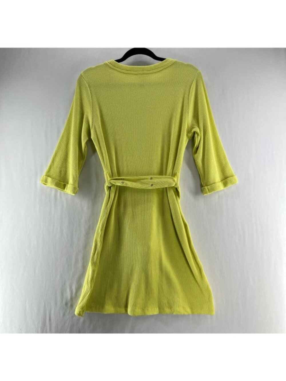 Line & Dot Luna Rib Knit Belted Shift Dress Womens M Pocket Pullover Lime Green - Picture 3 of 12